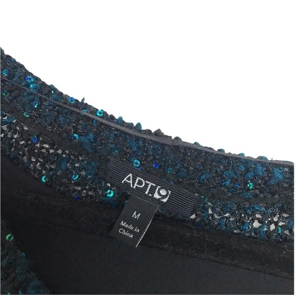Apt 9 Blue Black Sequin Layered Knit Sweater - Picture 8 of 10